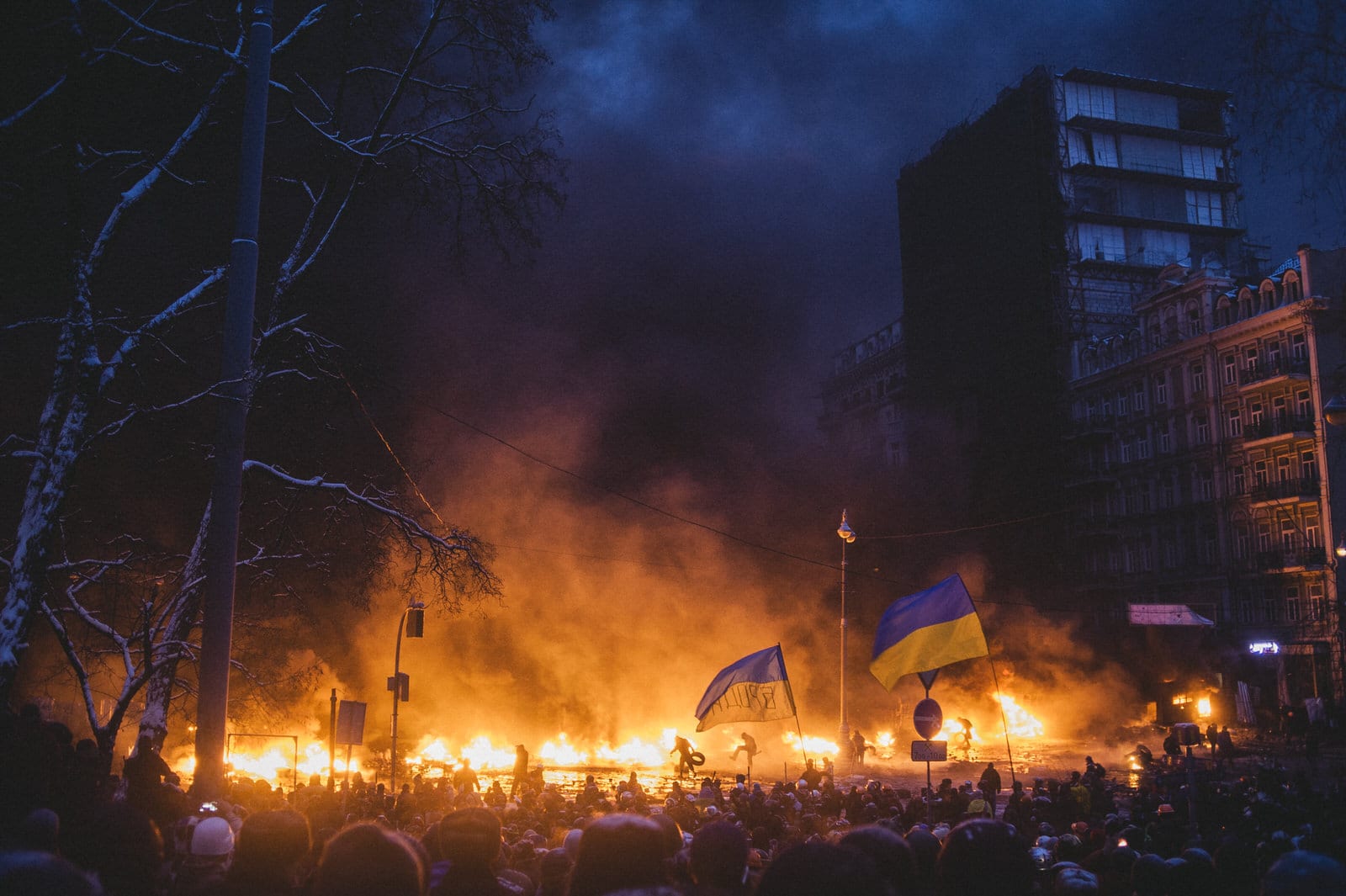 For a few days barricades burned on Hrushevskoho street, with new tires and Molotov cocktails. Kiev, 23rd January, 2014