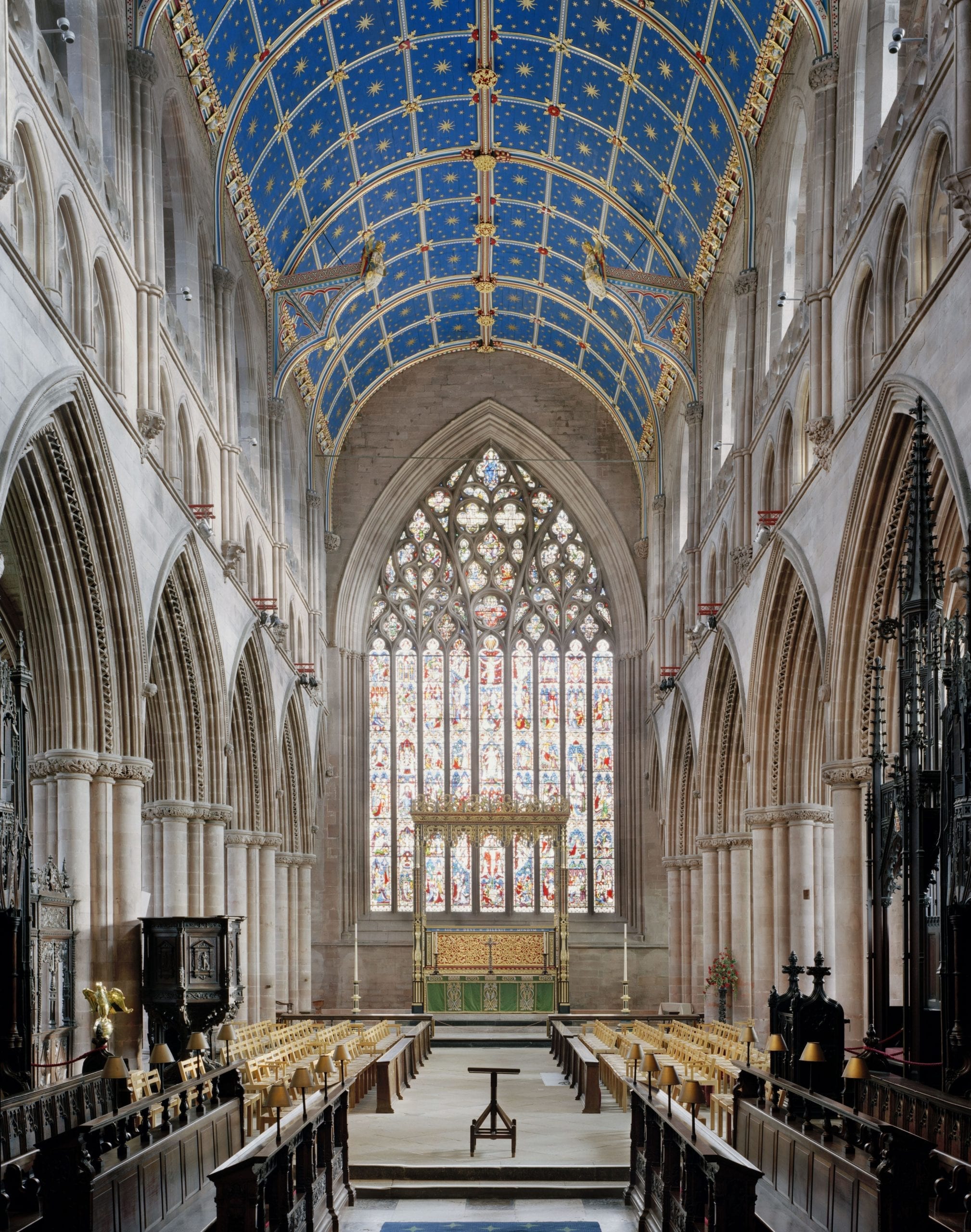 GB. England. Carlisle Cathedral. (Cathedral Church of the Holy and Undivided Trinity) From 'The English Cathedral', a Book published by Merrell in October 2012. Between 2010 and 2012 Peter Marlow photographed the Nave's of all forty two of England's Anglican cathedrals using only natural light at dawn. Marlow’s photographs are accompanied by his commentary on the project, including sketches and preparatory shots; an introduction by V&A senior photography curator Martin Barnes on the tradition of church photography in England, and a concise summary of each cathedral interior by architectural historian John Goodall. 2012