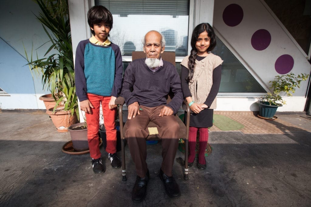 Moyna Miah and his grandchildren.