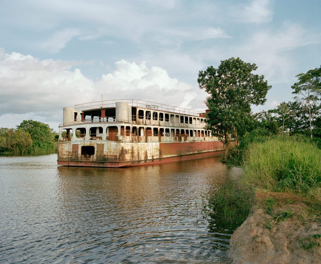 The Peruvian Navy confiscates vessels discovered transporting drugs. The boats are often left abandoned and rusting along the riverbanks.