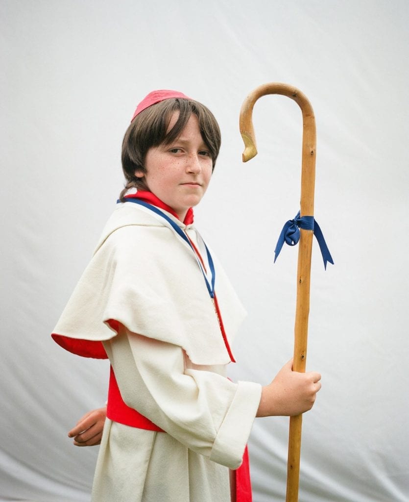 Ethan McMurdo as monk, St. Ronan's games festival, Innerleithen, Scotland on 19th July 2014.