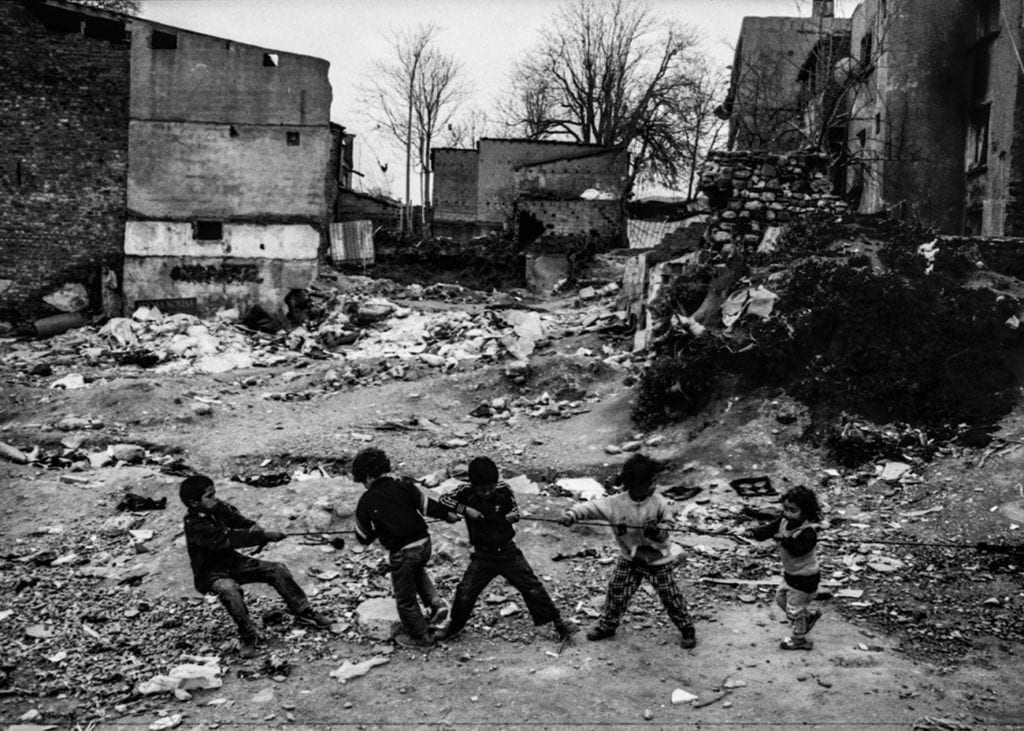 Syrian kids play tug-of-war near the Süleymaniye Mosque in Istanbul, spring 2015. From the series November is a beginning © Esa Ylijaasko