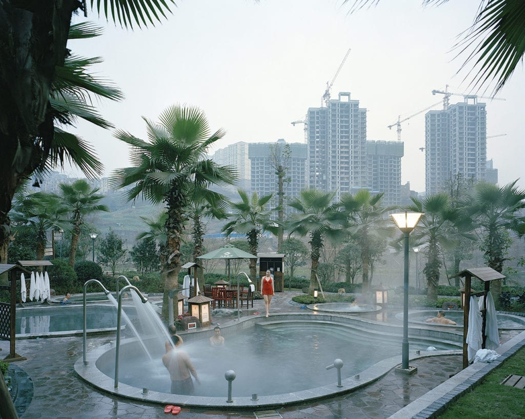 New hot spring spa complex at the Chongqing municipality, Fuling, China, January 2015. In western China, the pace of economic development has ushered in a new unprecedented period of transformation, one that has radically redefined the topography of the country while displacing significant parts of its population from rural areas to vast, newly-built mega cities. Semi-deserted landscapes carry a profound ambivalence, suggesting at the same time fecundity and sterility, a promise and nothingness. China West is a visual exploration of the impact economic development has had on western China’s landscape, focusing on the dwindling interstice left between nature and urbanisation, a space, which, perhaps more than any other, reveals the true process of change. From the series China West © Julien Chatelin, France, shortlist, Professional, Architecture, 2017 Sony World Photography Awards 