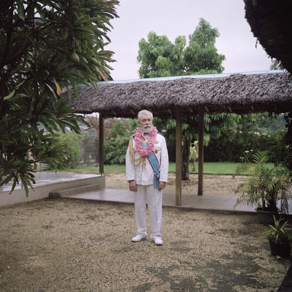 Claude, photographed in Port Vila, Vanuatu. He claims to be the monarch of Tanna as part of a movement on one of th southerly islands in Vanuatu, whose lineage follows on from a man called Antoine Fornelli, a French militant who tried to claim independence for Tanna in the 1970s. From the series Cargo © Jon Tonks