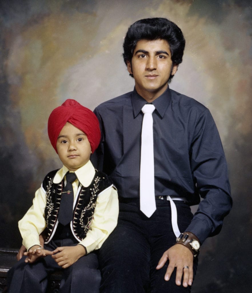 Studio portrait of father and son, 1980 © WW Winter Ltd