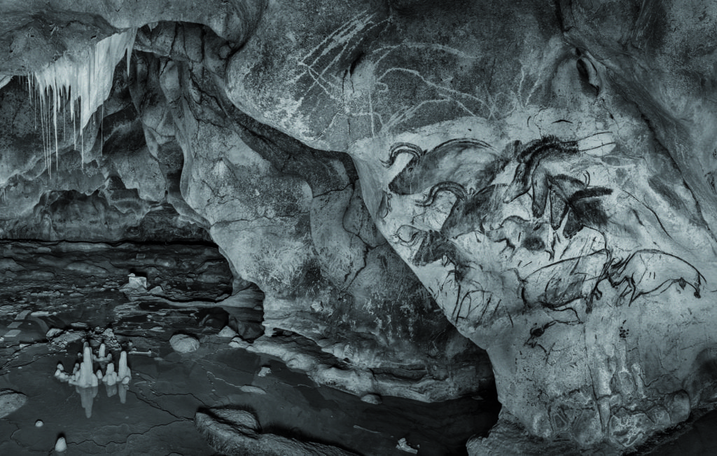 A 3D render of the prehistoric drawings at the Chauvet-Pont d'Arc Cave © Raphael Dallaporta