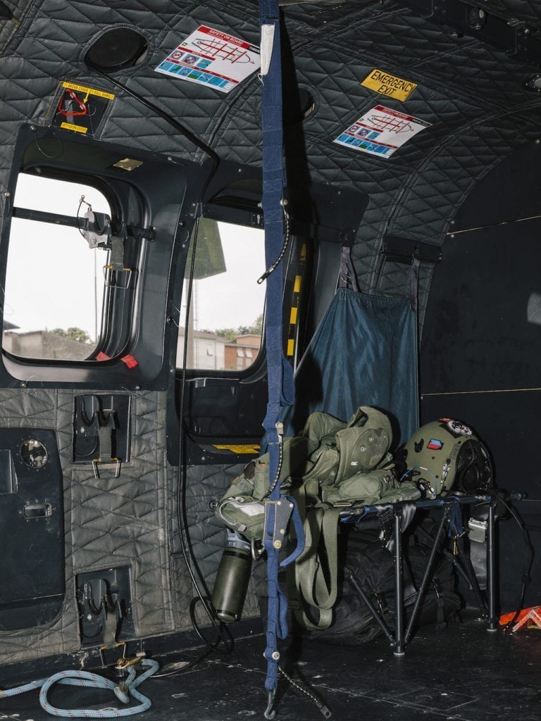 The interior of a Swiss Air Force’s Super Puma Helicopter used for for liaison, rescue and disaster relief, from the series 'How to secure a country' © Salvatore Vitale, courtesy of the artist