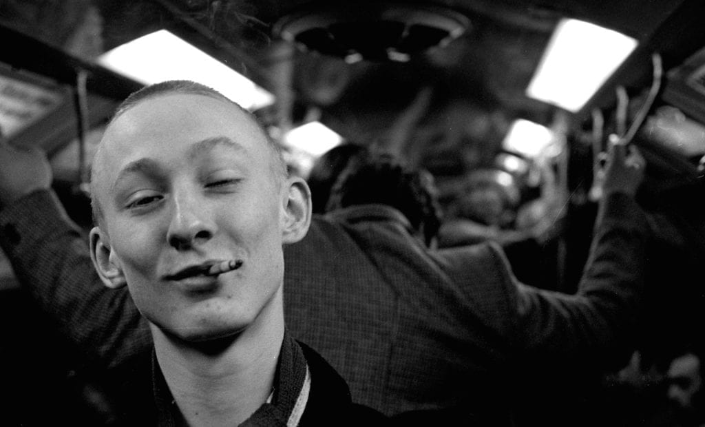 Skinny Jim, from the series Skins & Punks © Gavin Watson. Although skinhead style had become associated with the right-wing extremism of political groups like the National Front in the 1970s, Watson’s photographs document a time and place where the subculture was racially mixed and inclusive.