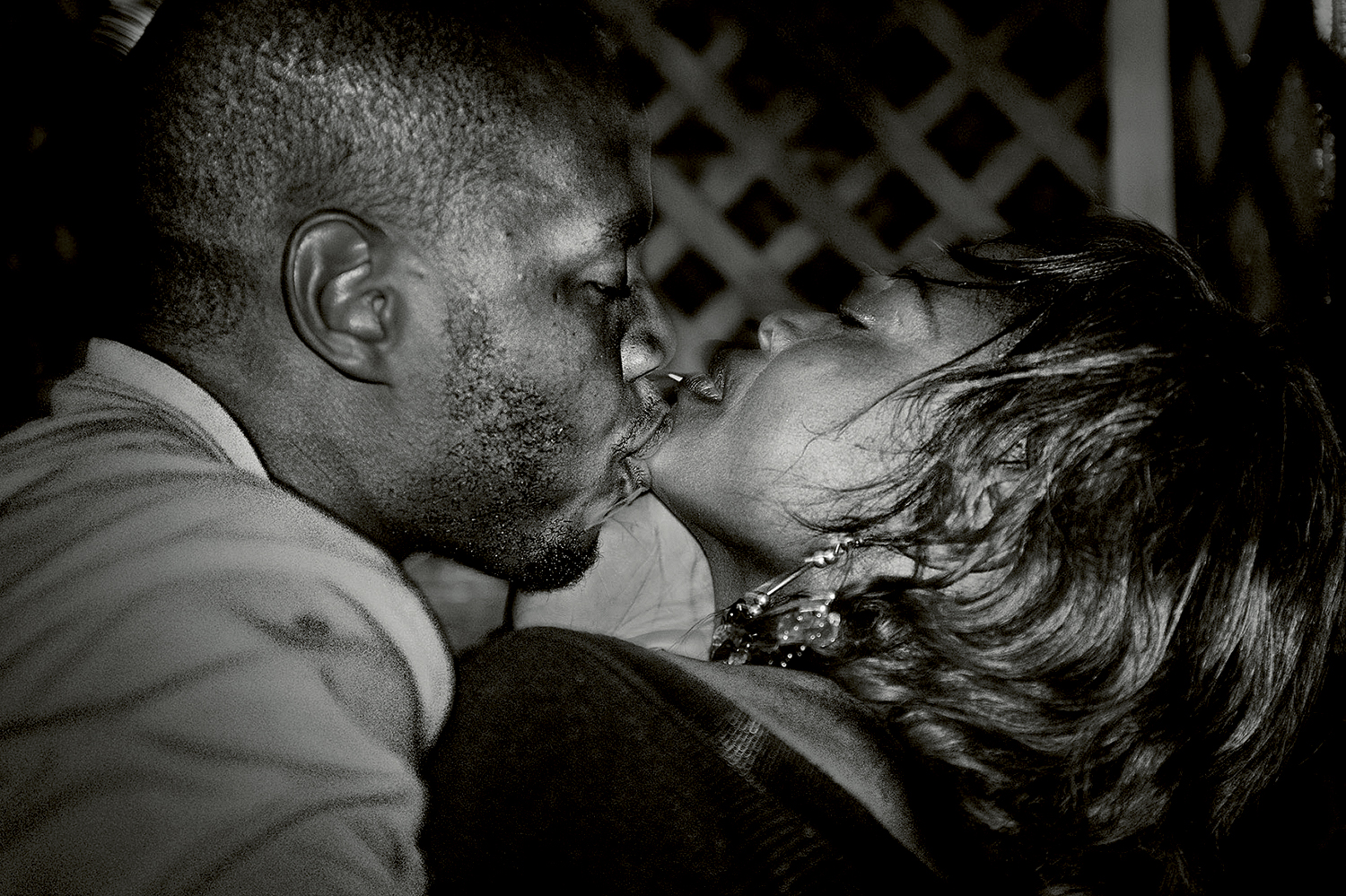 A couple kissing