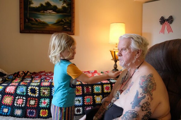 Shaving Grandpa, San Gabriel, California, USA