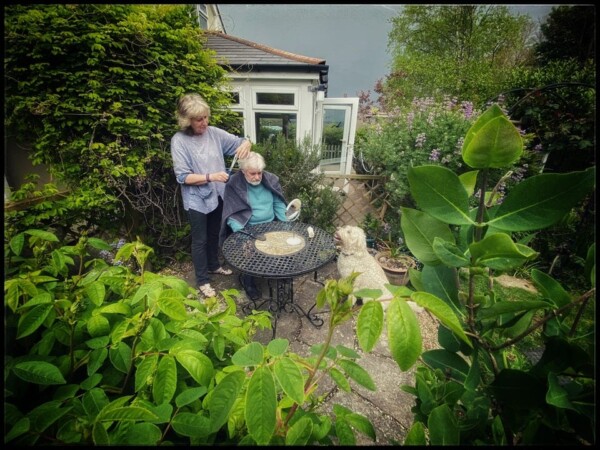 Jo, Don and Sophie at an ‘unfamiliar distance’, St Hilary, Cornwall