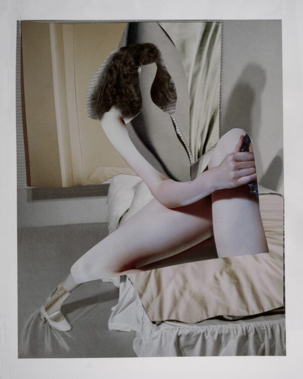 Figure with Leg on Bed, Photographic Paper Collage, 2020 © K Young